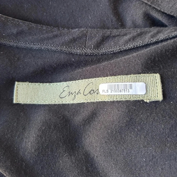 Enza Costa black boxy top lamb leather trim long sleeve Size M - Picture 6 of 8